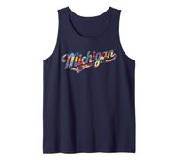 Vintage Michigan Patchwork Script State Pride Trendy Women's Canotta