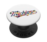 Vintage Michigan Patchwork Script State Pride Trendy Women's PopSockets PopGrip Adesivo