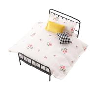 Vintage Mini Doll Bed, 1:12 Scale Mattress, Wrought Iron Frame with Durable Build Feature, Small Doll Bed Set with Antique Style, Pretend Play Beds for Boys and Girls, Indoor Miniature for Display