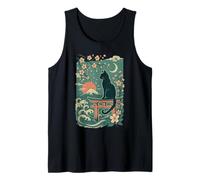Vintage Monte Fuji Tramonto Fiori Scena Art Fantasy Cat Canotta
