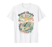 Vintage Monte Shasta California Montagne Escursionismo Tramonto Maglietta