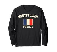 Vintage Montpellier Francia bandiera francese souvenir retrò Maglia a Manica