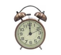 Vintage Morning Silent Quartz Bedside Alarm Clock with Night Light, 3" Arabic Numerals