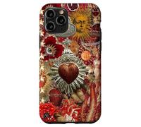 Vintage Mosaico Sacro Cuore Sole Rosso Scrapbook Custodia per iPhone 11 Pro