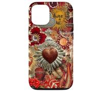 Vintage Mosaico Sacro Cuore Sole Rosso Scrapbook Custodia per iPhone 12/12 Pro