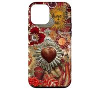 Vintage Mosaico Sacro Cuore Sole Rosso Scrapbook Custodia per iPhone 12 mini