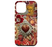 Vintage Mosaico Sacro Cuore Sole Rosso Scrapbook Custodia per iPhone 12 Pro Max