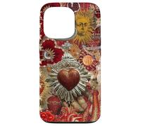Vintage Mosaico Sacro Cuore Sole Rosso Scrapbook Custodia per iPhone 13 Pro