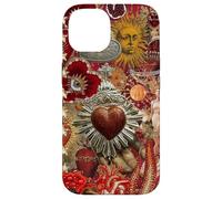 Vintage Mosaico Sacro Cuore Sole Rosso Scrapbook Custodia per iPhone 14