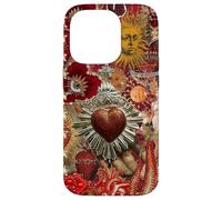 Vintage Mosaico Sacro Cuore Sole Rosso Scrapbook Custodia per iPhone 14 Pro