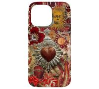 Vintage Mosaico Sacro Cuore Sole Rosso Scrapbook Custodia per iPhone 14 Pro Max
