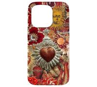 Vintage Mosaico Sacro Cuore Sole Rosso Scrapbook Custodia per iPhone 15 Pro