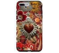 Vintage Mosaico Sacro Cuore Sole Rosso Scrapbook Custodia per iPhone 7 Plus/8 Plus