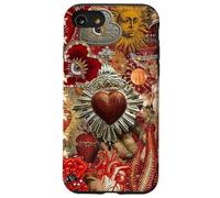 Vintage Mosaico Sacro Cuore Sole Rosso Scrapbook Custodia per iPhone SE (2020) / 7/8