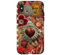 Vintage Mosaico Sacro Cuore Sole Rosso Scrapbook Custodia per iPhone X/XS