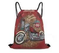 Vintage Motorcycle Sacca con Cordoncino Unisex Borsa con Coulisse Regolabile Zaino per Yoga Vacanze Scuola 36X42Cm