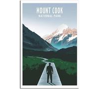 Vintage Mount Cook National Park New Zealand Viaggio Poster Retro Wall Art Tela Poster Art Print Casa Decorazione Camera Decorazione Non incorniciato 40x60cm