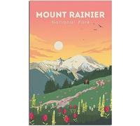 Vintage Mount Rainier National Park Sunset Viaggio Poster Retro Wall Art Tela Poster Art Print Casa Decorazione Camera Decorazione Non incorniciato 40x60cm