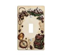 Vintage Mountain Adventure Explorer Theme Bussola interruttore a levetta | Paesaggio di montagna, tema avventura, estetica rustica, ingranaggio esploratore, sfondo mappa antica