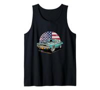 Vintage Muscle Car US American Flag Classic Sport Car Men Canotta