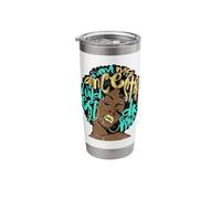 Vintage My Ancestors Dreams Aqua Teal Afro Donna Nera Diva Bicchiere termico in acciaio inox doppia parete