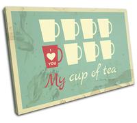 Vintage MY Cup of Tea Food Kitchen SINGLE TELA parete arte foto stampa
