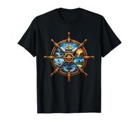 Vintage Nave Wheel Compass Ocean Explorer Maglietta