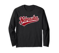 Vintage Nebraska Felt Script State Pride Classic Design Maglia a Manica
