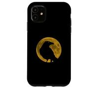 Vintage Nero Corvo Corvo Uccello Silhouette Pieno Vendemmia Luna Custodia per iPhone 11