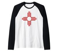Vintage New Mexico Flag Zia Sun Retro Long Sleeve T-Shirt Maglia con Maniche Raglan