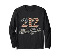 Vintage New York 212 Codice Area Bandiera Americana Manhattan NYC Maglia a Manica