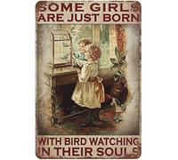 Vintage Nichpedr Girls Love Birds Two Girls Watching Birds A Cage Birds Hotel Bagno Poster Metallo Alluminio Targa 20 x 15 cm Decorazione da Parete