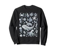 Vintage Ocean Life Balena Tartaruga Octopus Sea Animals Felpa
