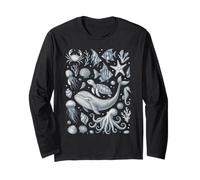 Vintage Ocean Life Balena Tartaruga Octopus Sea Animals Maglia a Manica