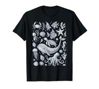 Vintage Ocean Life Balena Tartaruga Octopus Sea Animals Maglietta
