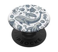 Vintage Ocean Life Balena Tartaruga Octopus Sea Animals PopSockets PopGrip Adesivo