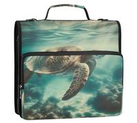 Vintage Ocean Sea Turtle 3,8 cm 3 anelli Raccoglitore per scuola con cerniera robusta Borsa per raccoglitori con tracolla Cartella portaoggetti rosa Cartella con manico