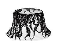 Vintage Octopus Tentacles Whale Orca Killer Black Bucket Hats for Men Women, Funny Fashion Fisherman Caps for Beach Sun Protection