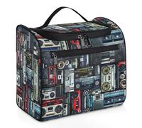 Vintage of Radio Boombox Travel Makeup Bag per donne uomini bambini ragazze ragazzi, stampa radio 11.2 L Cosmetic Toiletry Bag Hanging Wash Pouch Bag Toiletries Organizer Shower Bag, Colore, 11.2L,