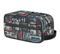 Vintage of Radio Boombox Travel Makeup Bag per donne uomini bambini ragazze ragazzi, stampa radio sacchetto sacchetto di lavaggio borsa da toilette cosmetici articoli da toeletta organizzatore doccia