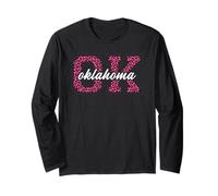 Vintage Oklahoma Game-Day Leopard Print Cool Looking Fan Art Maglia a Manica