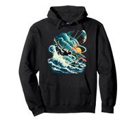 Vintage Onda Tempesta Kitesurf Oceano Azione Kitesurfer Felpa con Cappuccio