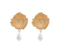 Vintage or Floral déclaration boucles d'oreilles pour les femmes, larme perle Dangle boucles d'oreilles pour la fête formelle