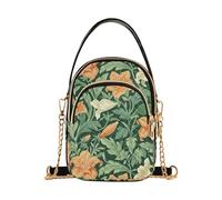 Vintage Orange Lily Flower Green Leaves William Morris Style borse alla moda per le donne borsa a tracolla con multi tasche borse a mano per le donne per l'autunno