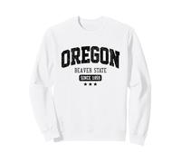 Vintage Oregon Beaver State Atletico Nero Ruvido Testo Felpa
