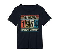 Vintage Ottobre 1964-62 Compleanno Anni Uomo Donna Maglietta, Donna Plus-Size, Nero, 2X