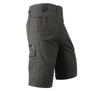 Vintage Pantaloncini da Uomo Cargo Casual Militare Cotone con Tasche multiple Pantaloncini Camo Lavoro Sport All'aperto Camouflage Classico Bermuda Combattimento Reticolo Militare Escursioni, verde, L