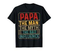 Vintage Papa The Man The Myth The Bad Influence Funny Retro Maglietta