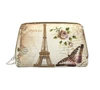 Vintage Parigi Torre Eiffel Farfalla Chiusura a Cerniera Pelle Portatile Impermeabile Cosmetici Borsa per Casa Viaggio per Organizzare Articoli Da Bagno Articoli Da Bagno, bianco, Taglia unica