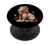 Vintage Patchwork Leone Con Cuori Nursery PopSockets PopGrip Adesivo